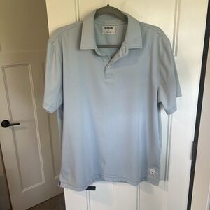 Linksoul Tempus Fugit Short Sleeve Button Down Golf Polo Shirt Blue Men's, Large